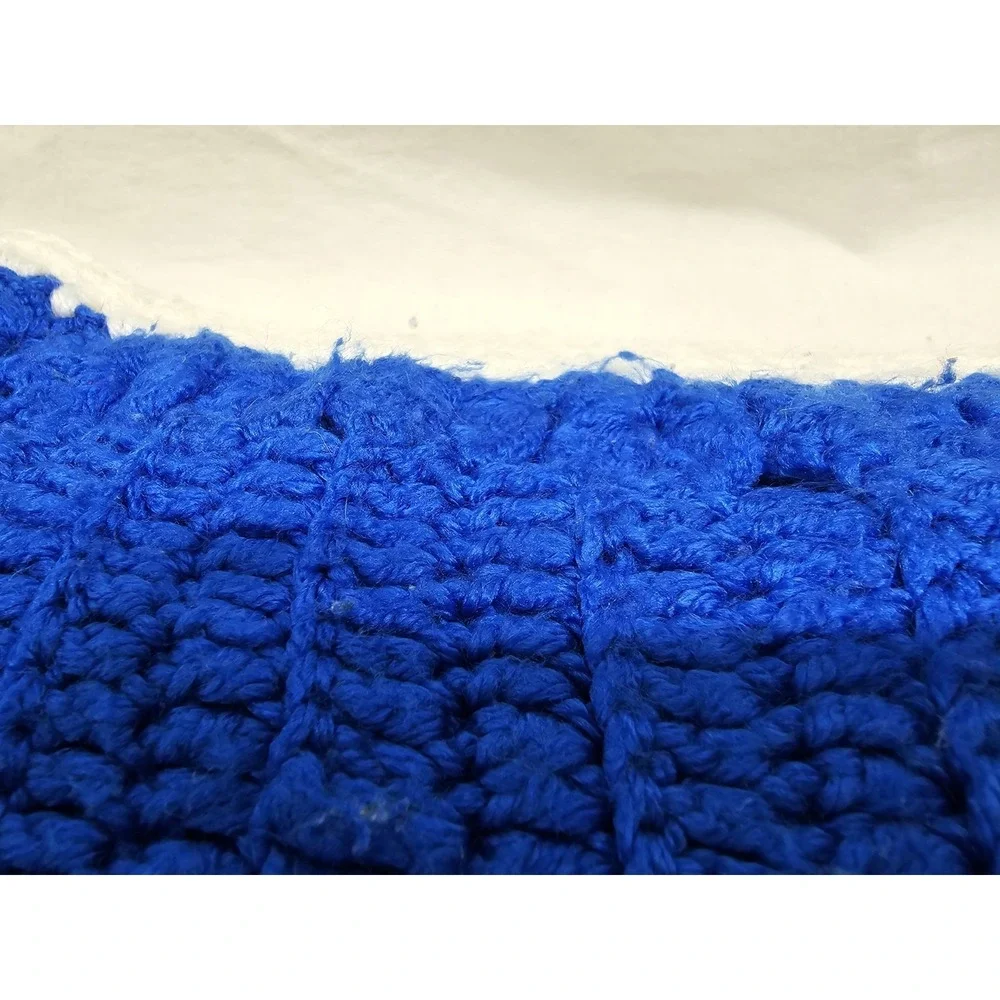 VTG Large Colorful Crocheted Afghan Blanket Throw 63x63 Grannycore Handwoven
